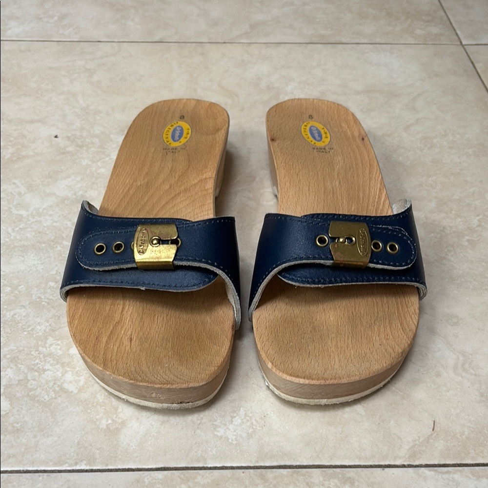 Dr. Scholl's Navy and Gold Sandals
